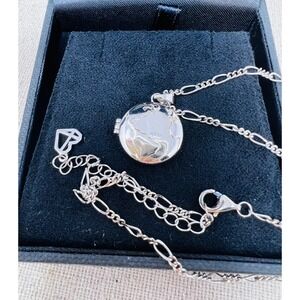 Sterling Silver Globe Locket World Map Travel Pendant Figaro Chain Necklace